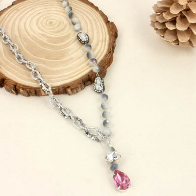 Pink Crystal Long Necklace - SIA418631