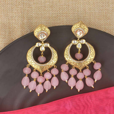 Pink Chandbali Kundan Earrings - SIA419760