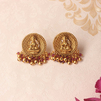 Gold Finish Temple Studs Earrings - SIA420662