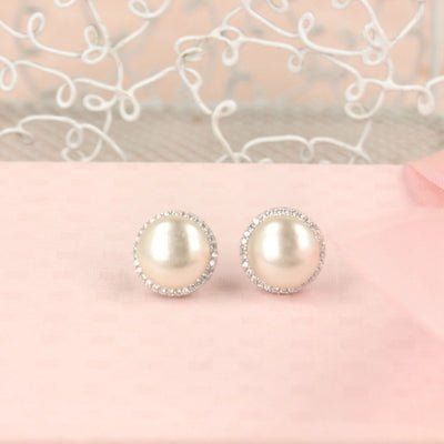 92.5 Pearl Studded Silver Earrings - SIA421024