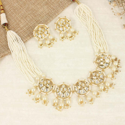 Majestic Heritage Kundan Necklace and Earrings Set - SIA421414