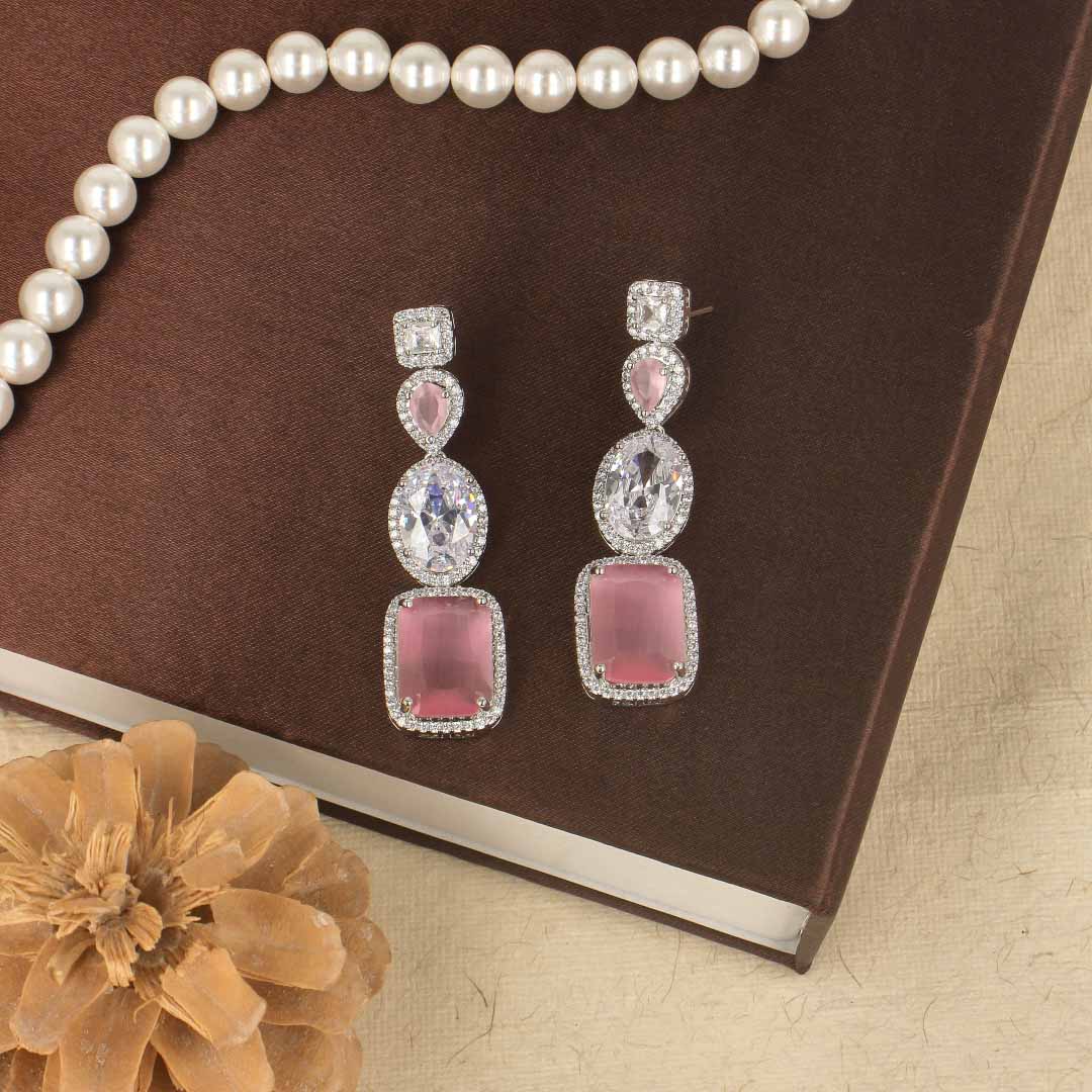 Baby Pink Radiant Delight CZ Earrings - SIA424517