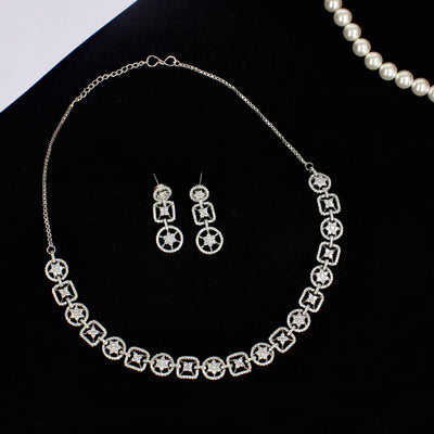 Eternal Glamour CZ Diamond Necklace Set - SIA424906