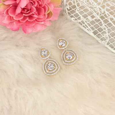 Gold-Plated Stone-Studded Earrings - SIA424972