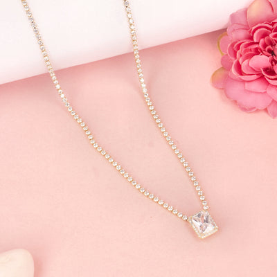 Gold Plated CZ Square Pendent - SIA427594
