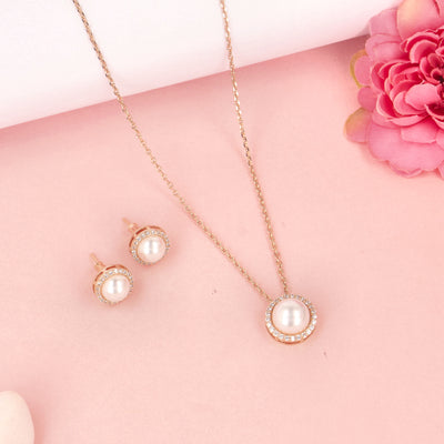 Rose Gold Delightful Pearl Pendant - SIA427610