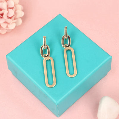 Gold Plated Chain Link Dangle Earrings - SIA427612