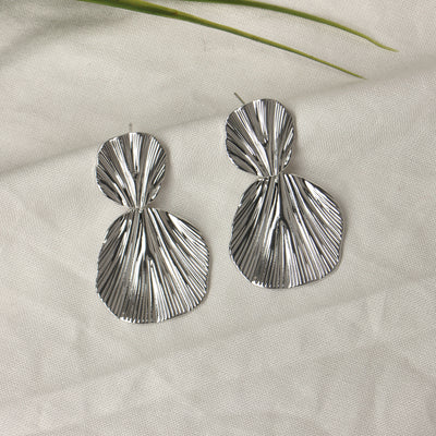 Silver Plated Textured Drop Earring - SIA428344
