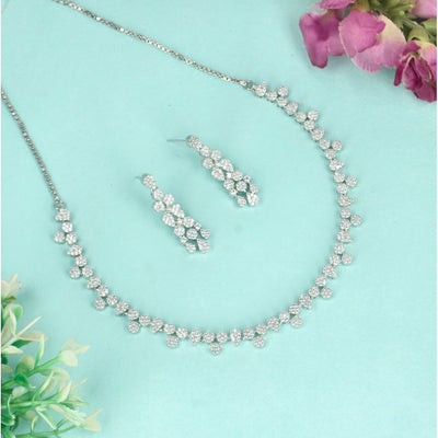 Sterling Silver Imperial Flower Necklace Set  - SIA428677