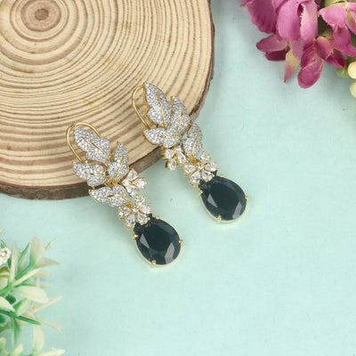 Black Gold Chandelier Earrings - SIA428781