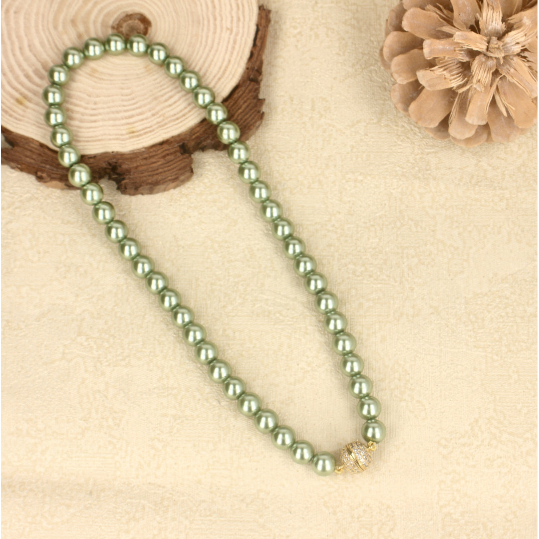 Gold Green Natural Pearl Mala - SIA429329