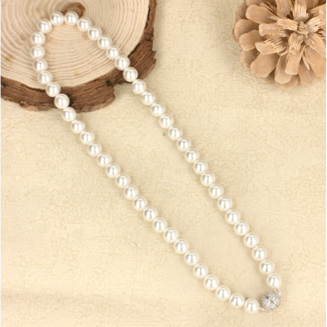 Silver White Natural Pearl Mala - SIA429330