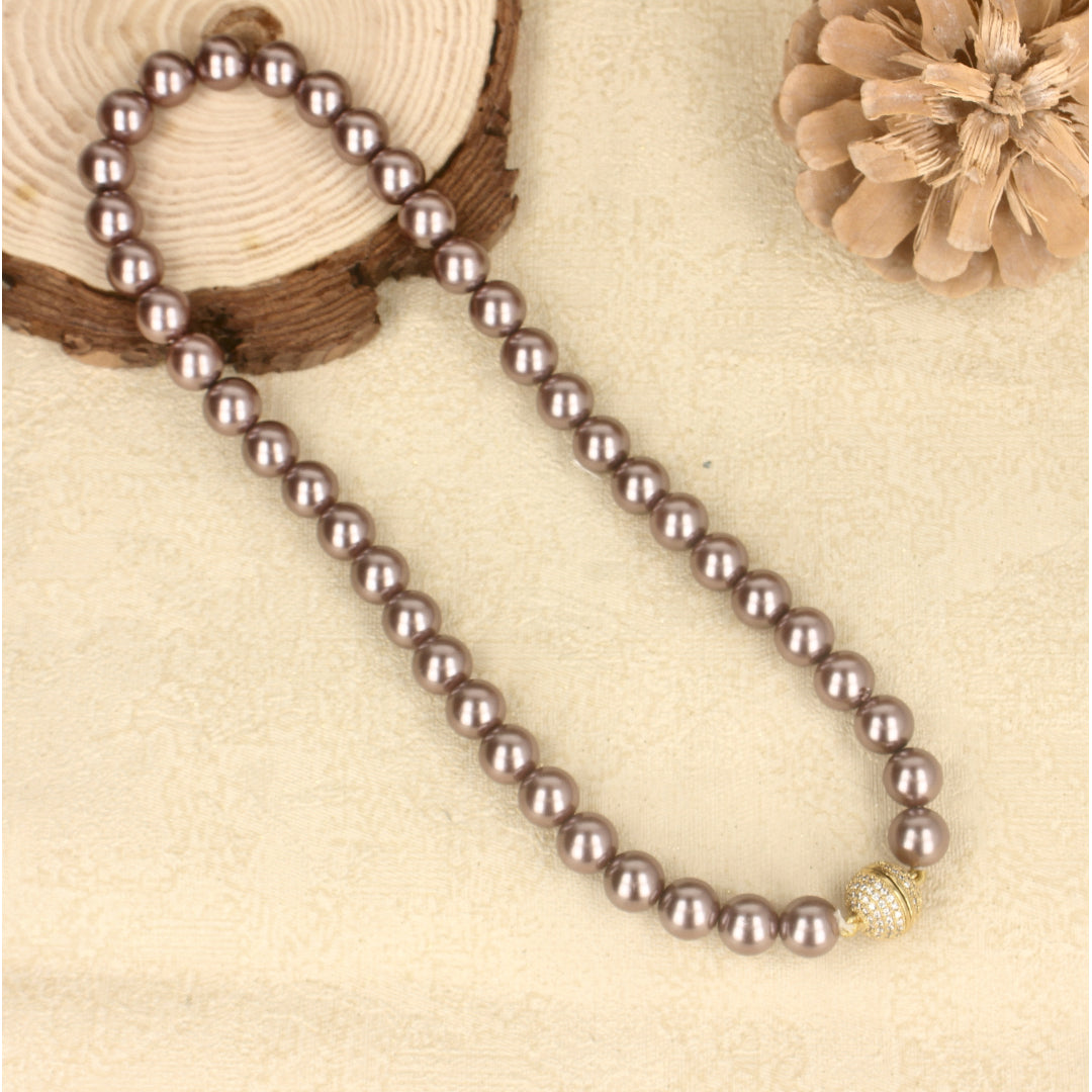 Gold Purple Natural Big Pearl Mala - SIA429333