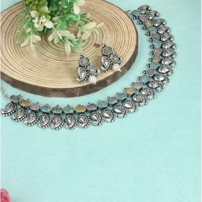 Silver Color Oxidised Necklace Set  - SIA431437