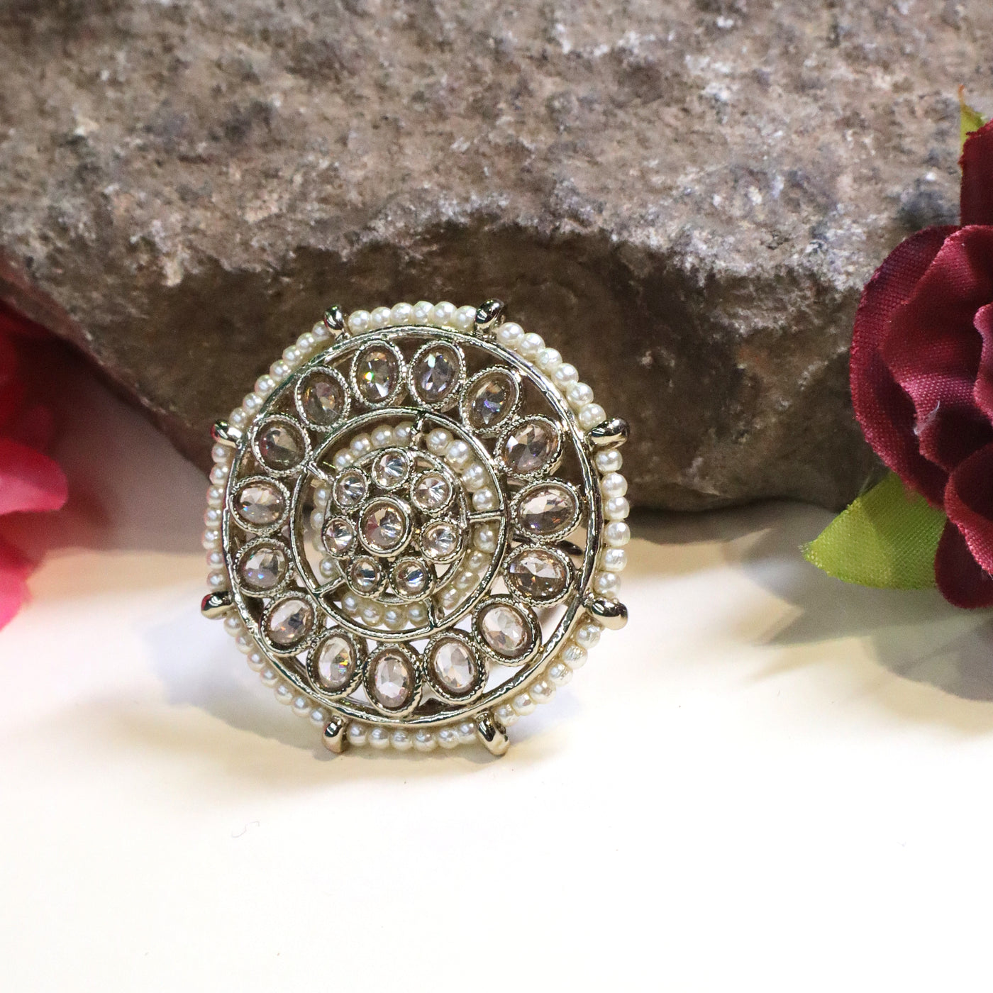 Traditional Indian Style Filigree Statement Ring - SIA432505