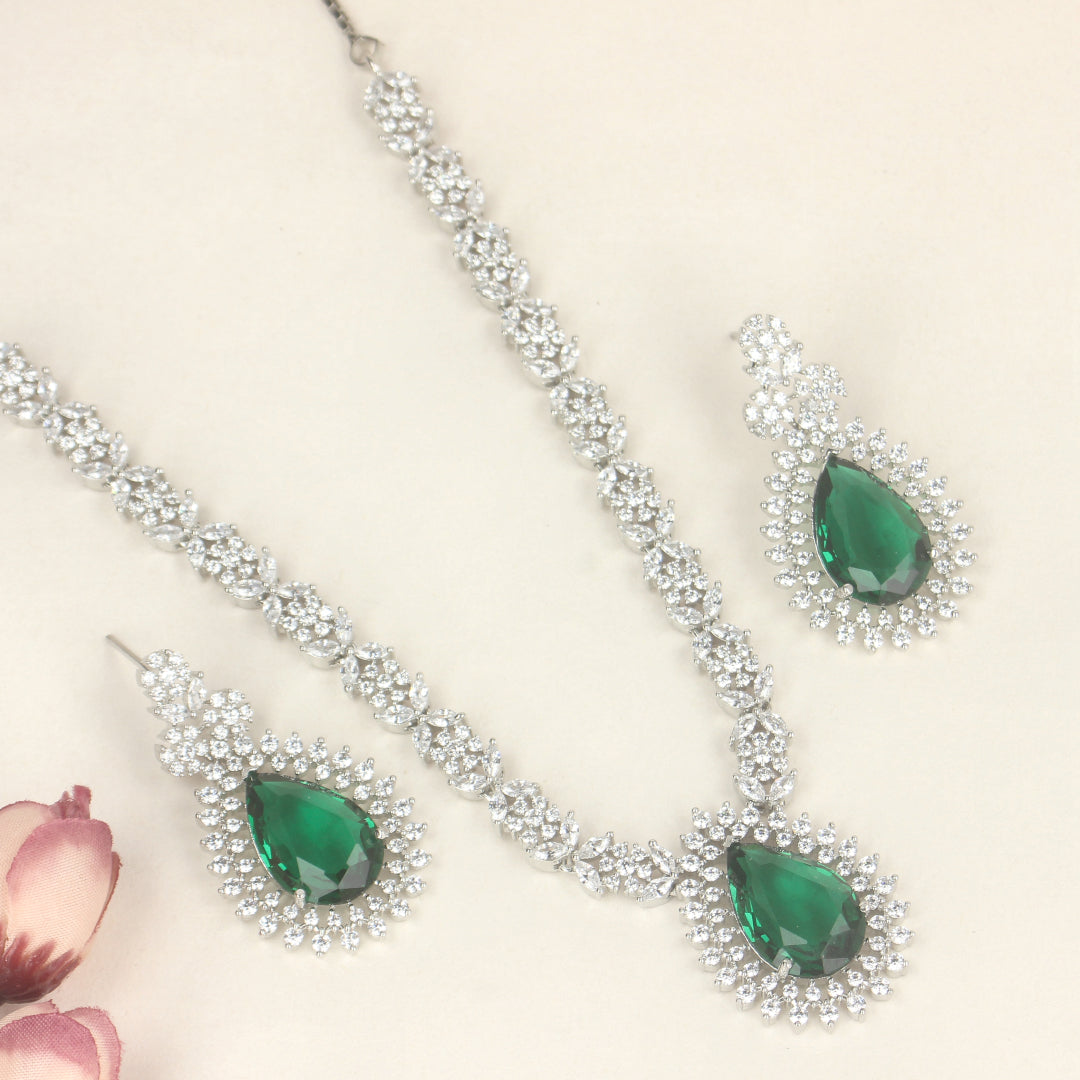 Elena  Green  Cz Necklace Set -SIA435644