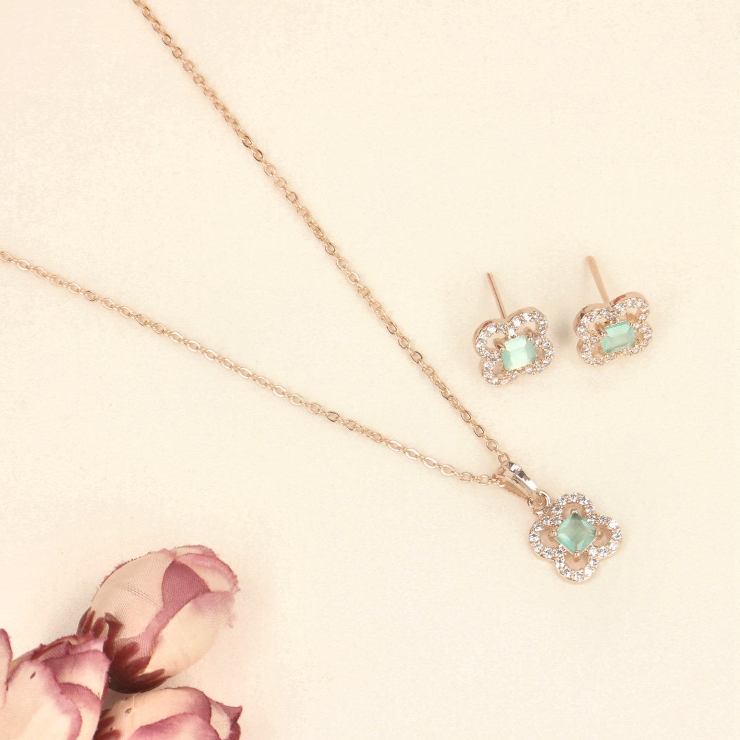 Delicate floral CZ Pendant Sets - SIA437920