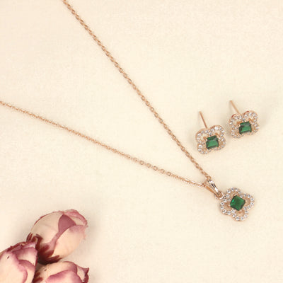 Emerald Bloom CZ Pendant Set - SIA437920_A