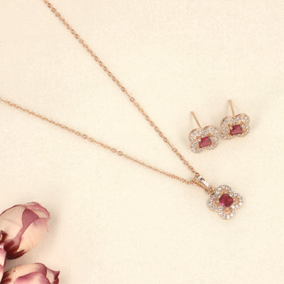 Haze Elegance Red CZ Pendants Set - SIA437920_B