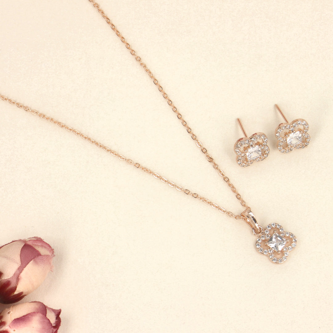 White Bliss Rose Gold Pendant Set - SIA437920_D