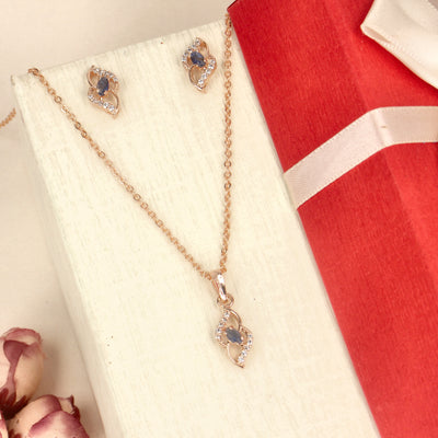 Rose Gold Pendant Set with a Blue Glow - SIA437924_A