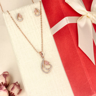 Rose Gold Pendant Set with Baby Pink Core - SIA437935_B