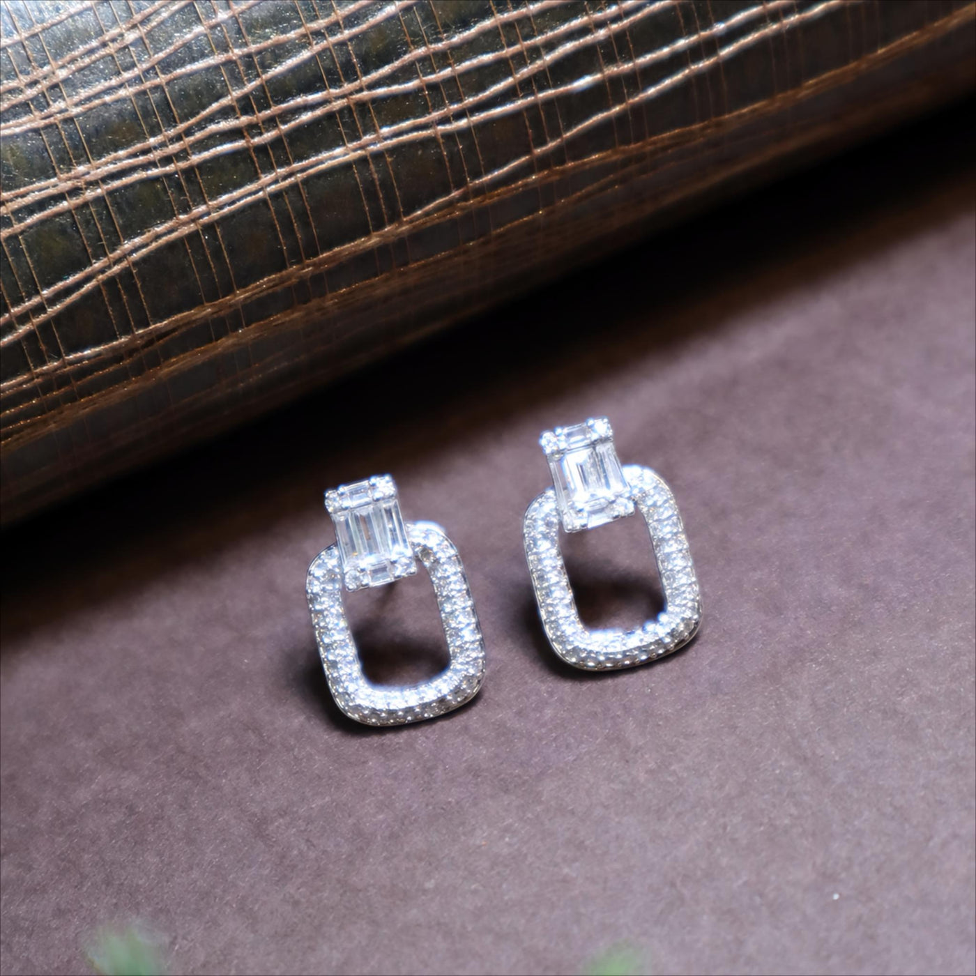 White Gold Round CZ Halo Studs - SIA439034