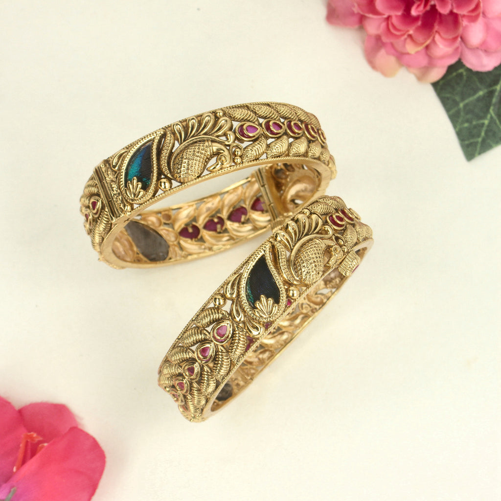 Gold Plated adjustable Rajwadi Kada- SIA440655 – SIA Jewellery