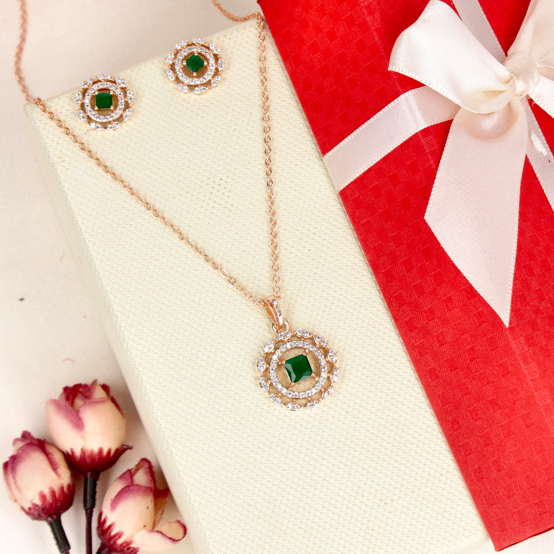Celestial Rose Whisper Rose Gold-Plated Pendant Set - SIA446805_A