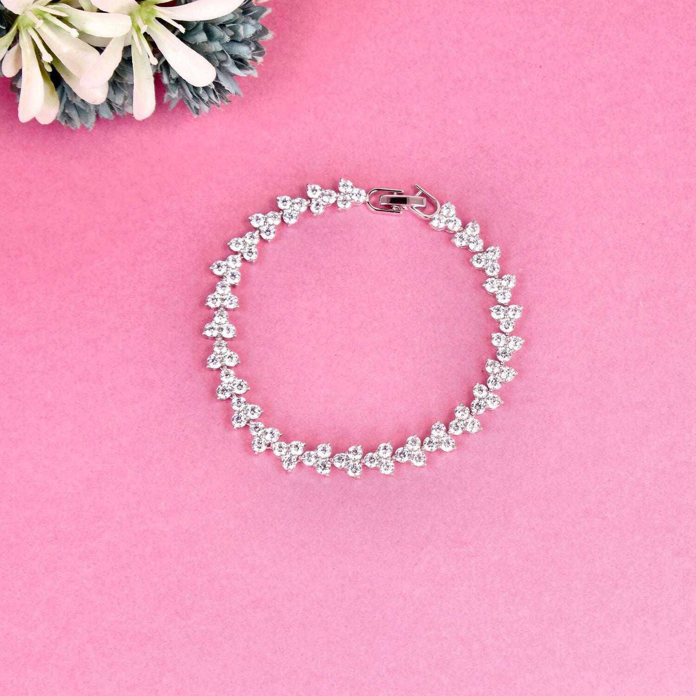 92.5 Sterling Silver - Sparkle Blossom Bracelet - SIA449514