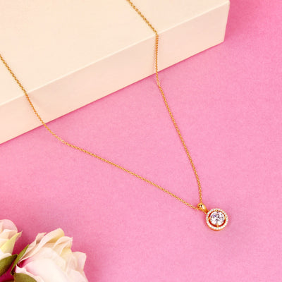 92.5 Sterling Silver - Halo Gleam Gold Pendant Set - SIA449528