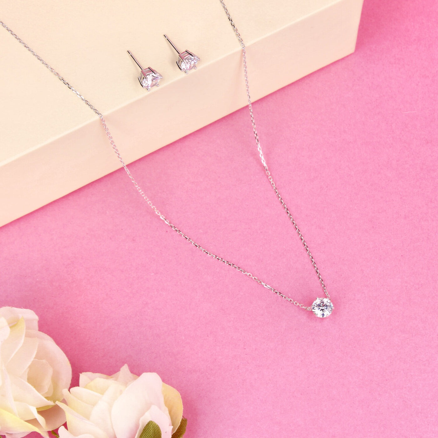92.5 Sterling Silver - Everyday Elegance Diamond Pendant Set - SIA449530