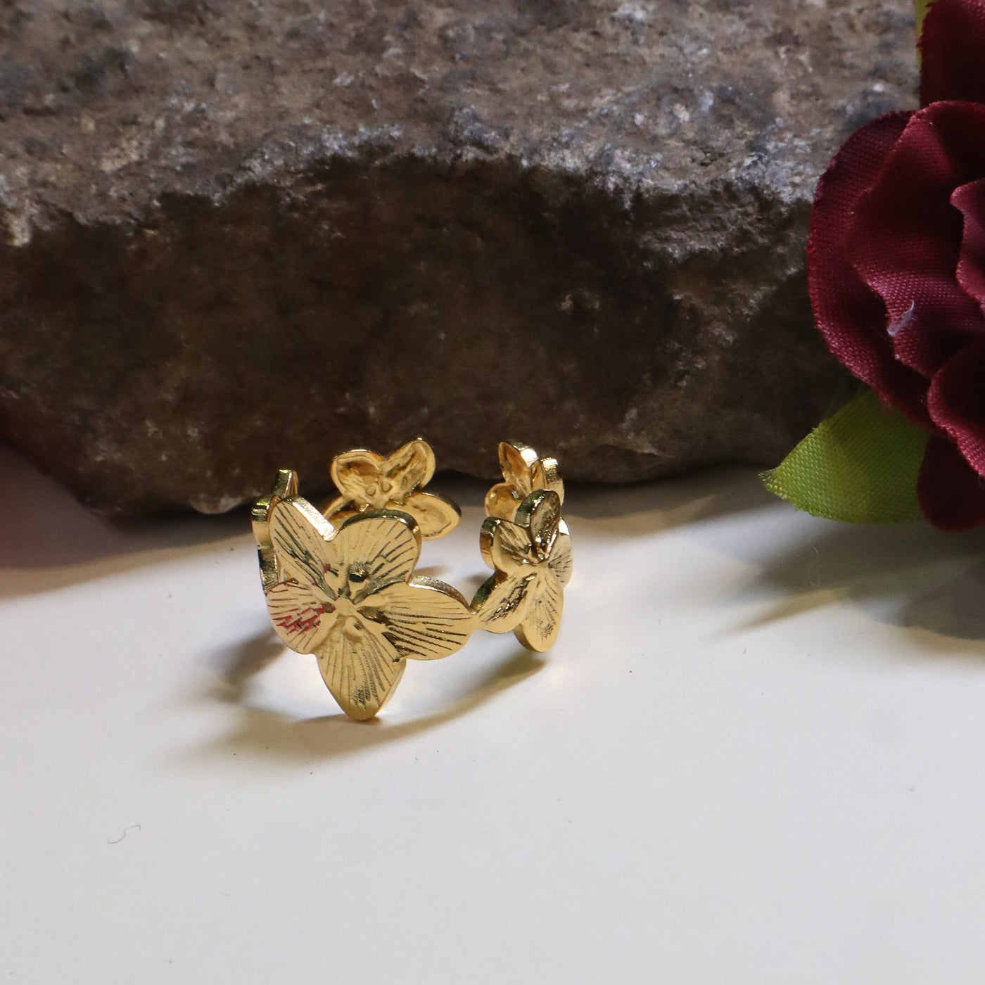 Open Band Statement Ring with Blossom Cluster - SIA449683