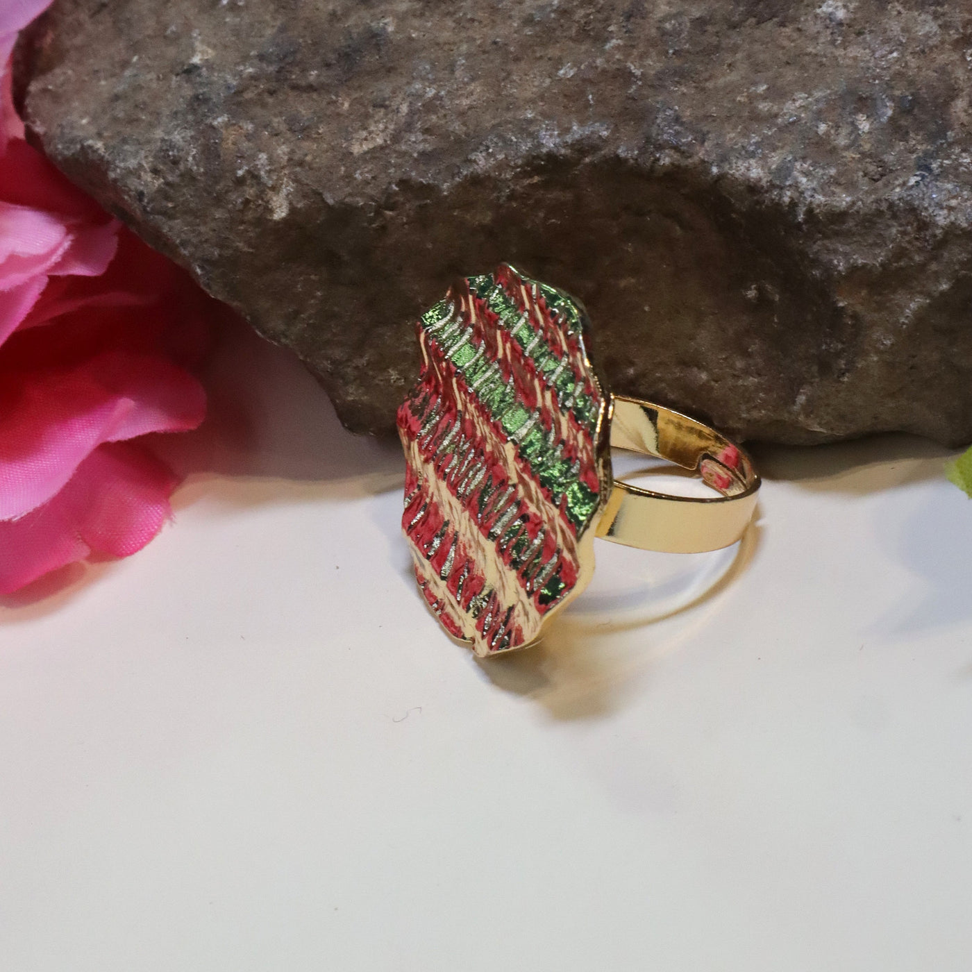 High-Shine Textured Statement Cocktail Ring - SIA449750