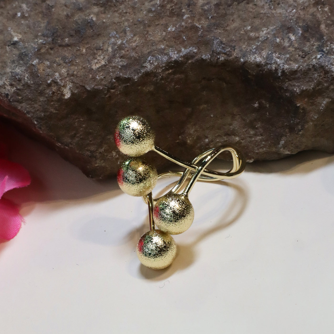 Minimalist Cluster of Four Golden Spheres Ring - SIA449756