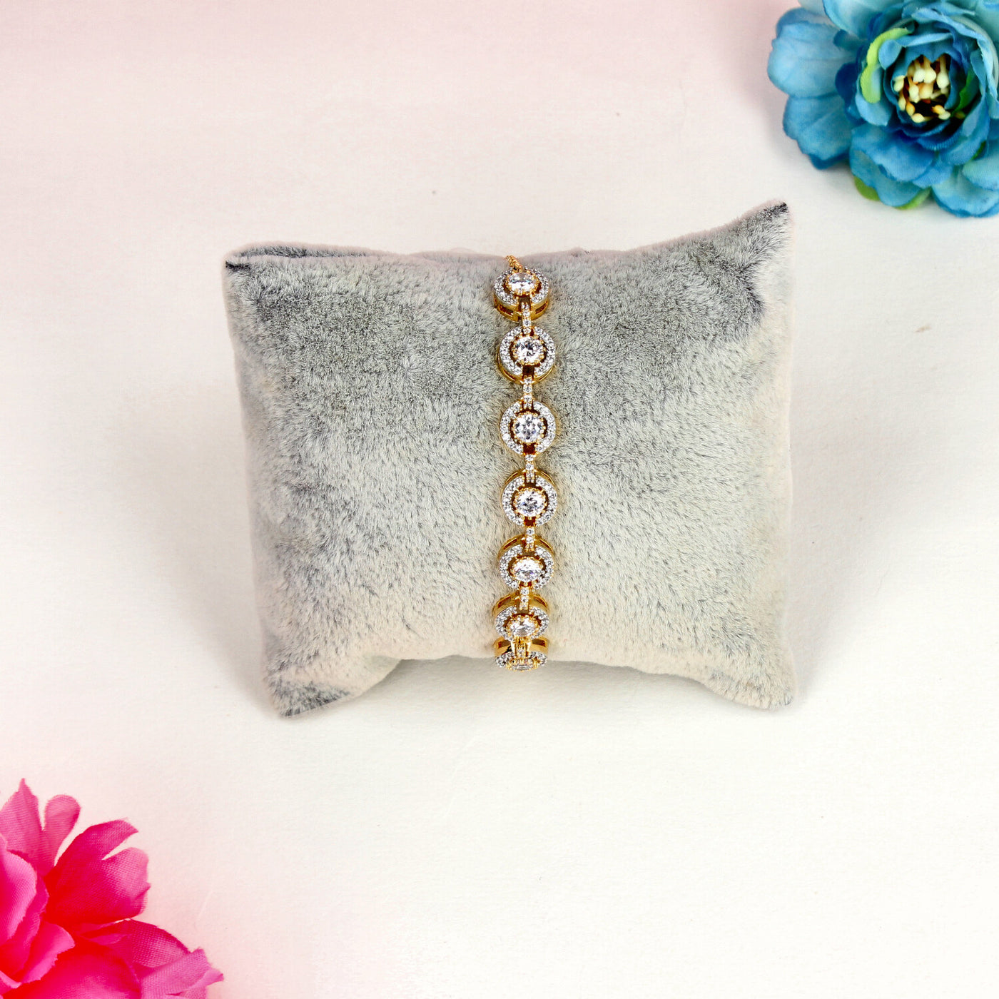 Gold & Silver Halo Design Bracelet - SIA450474