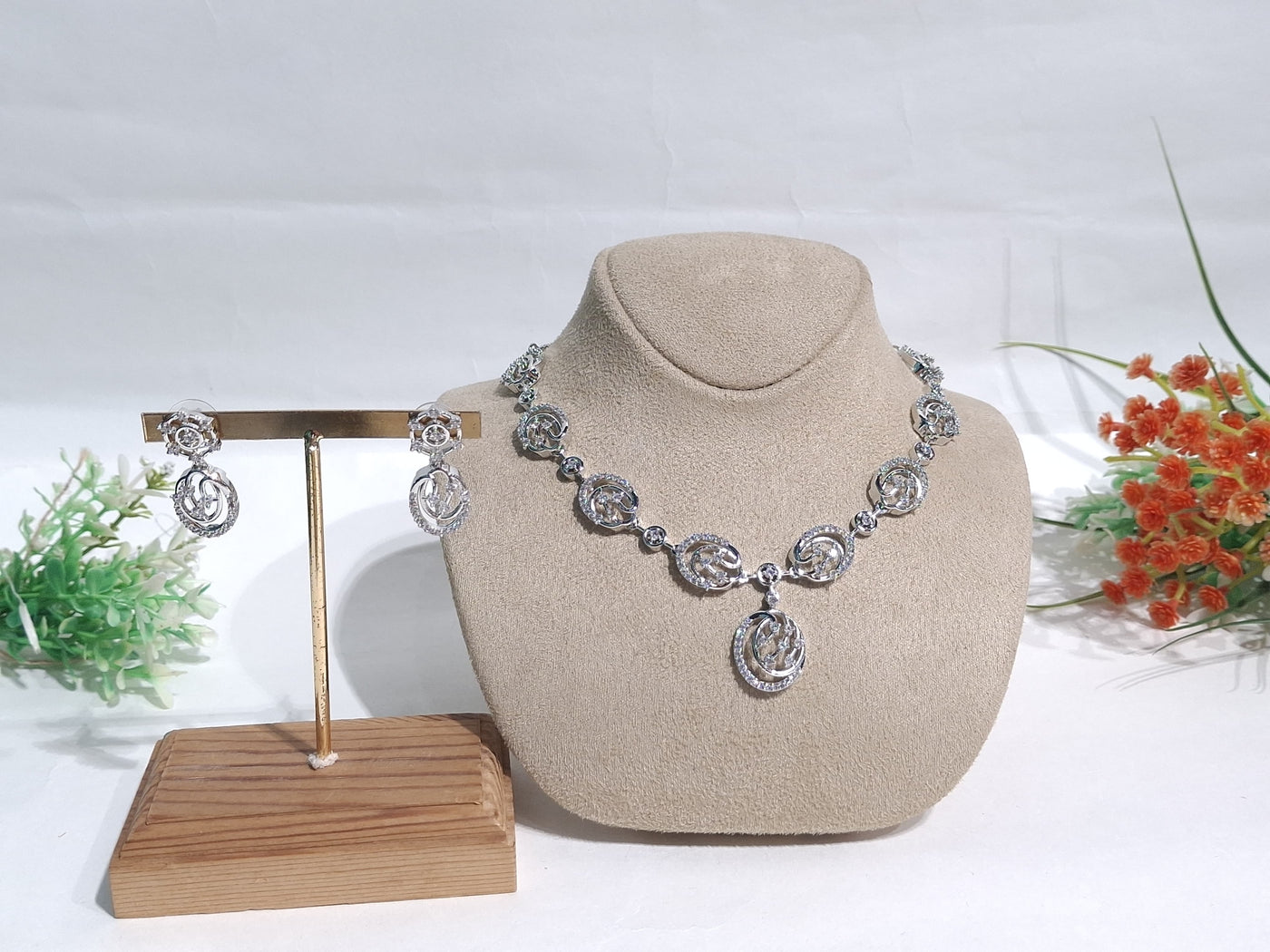 Stunning Silver-Plated Necklace & Earring Jewelry Set - SIA450794