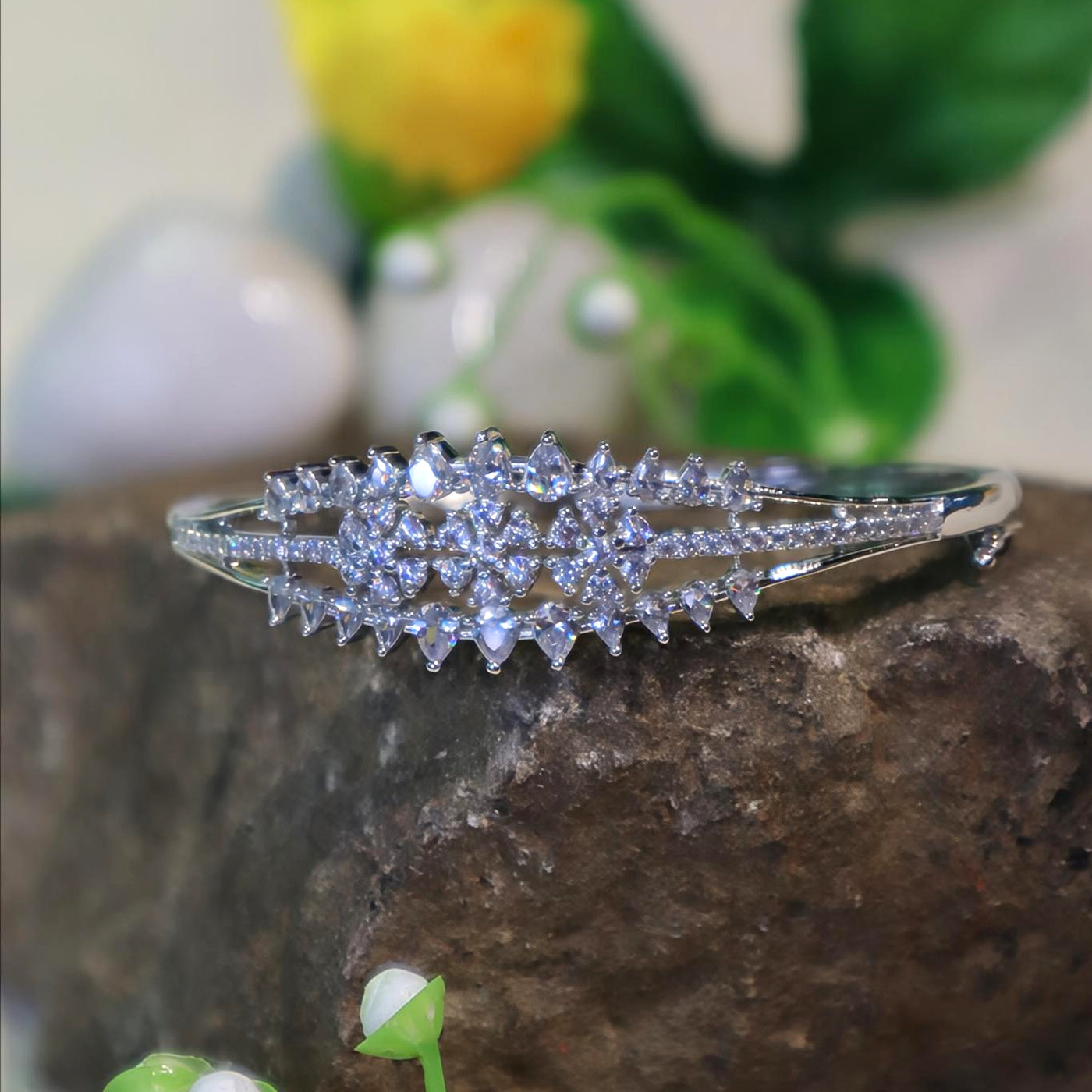 Silver Crystal Cluster Bracelet - SIA450963