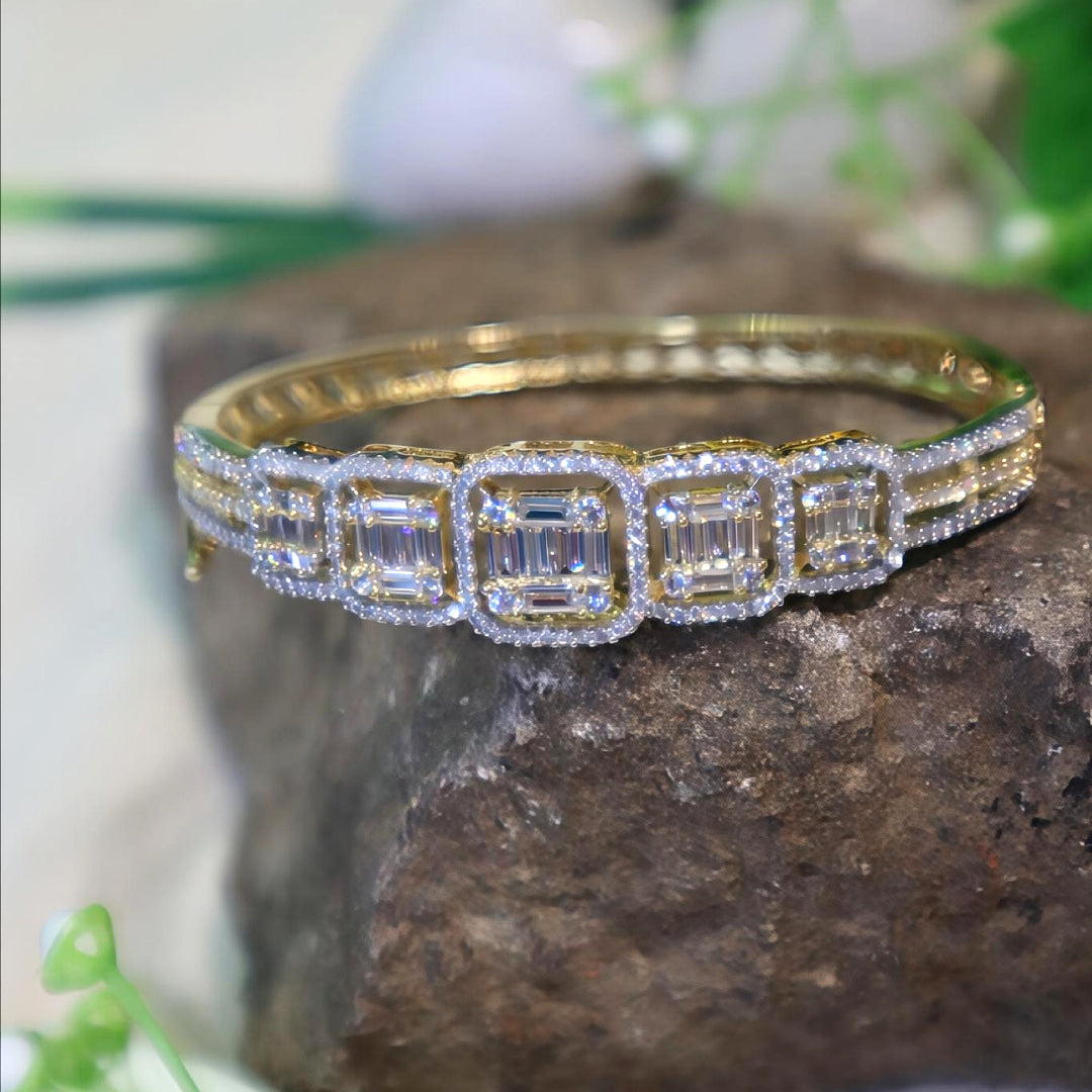 Gold Bracelet with Square Halo Diamond Design - SIA450972