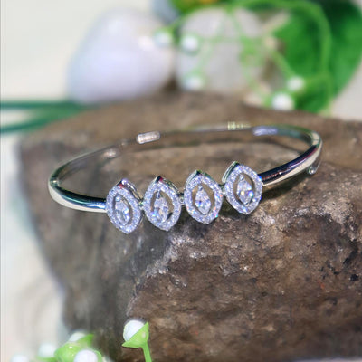 Silver Marquise Crystal Bangle - SIA450979