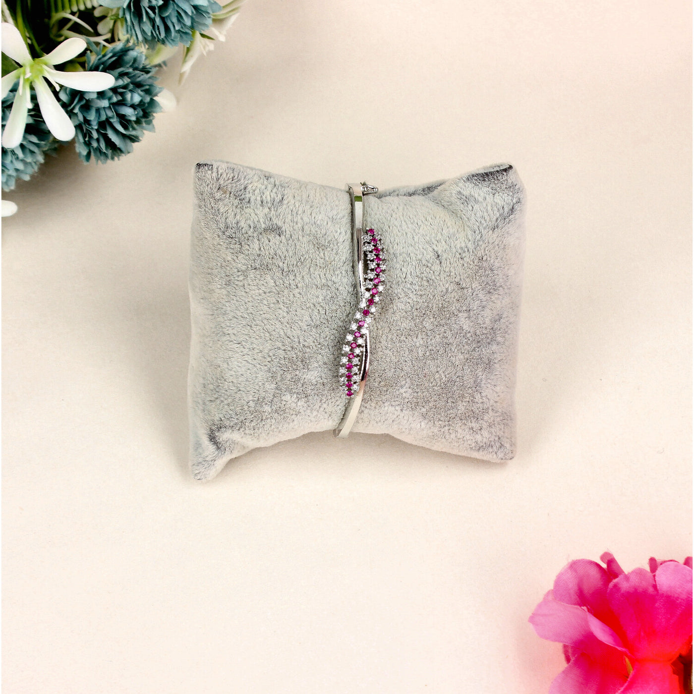 Silver Wave Ruby Bracelet - SIA451406_A