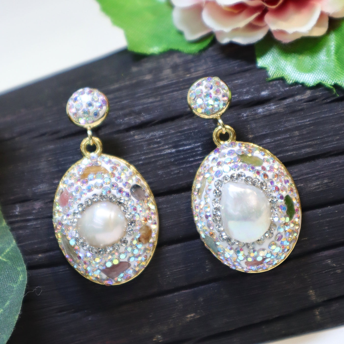 Baroque Pearl and Multi-Color Crystal Drop Earrings - SIA451671