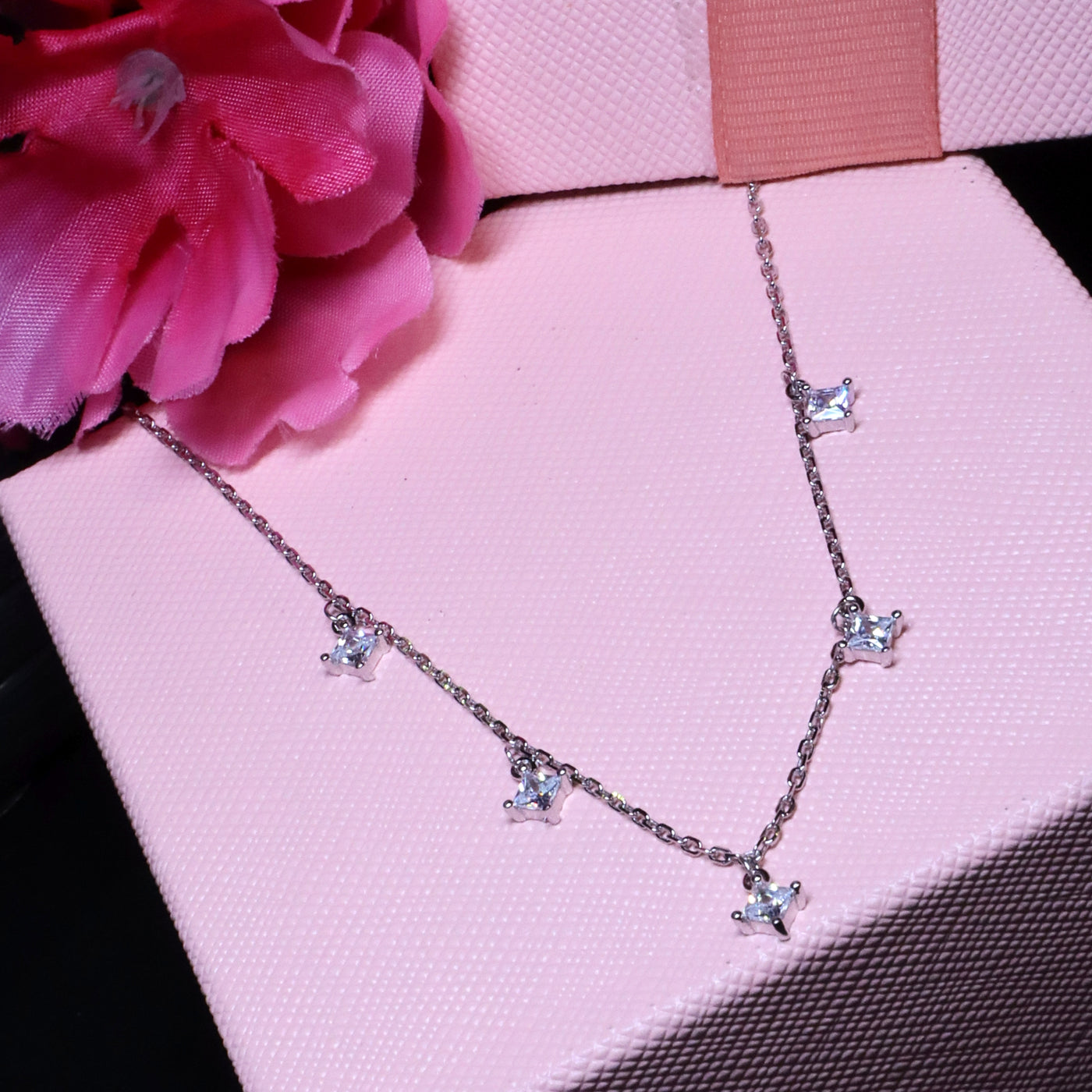 Elegant Square Stone Pendant Chain - SIA453237