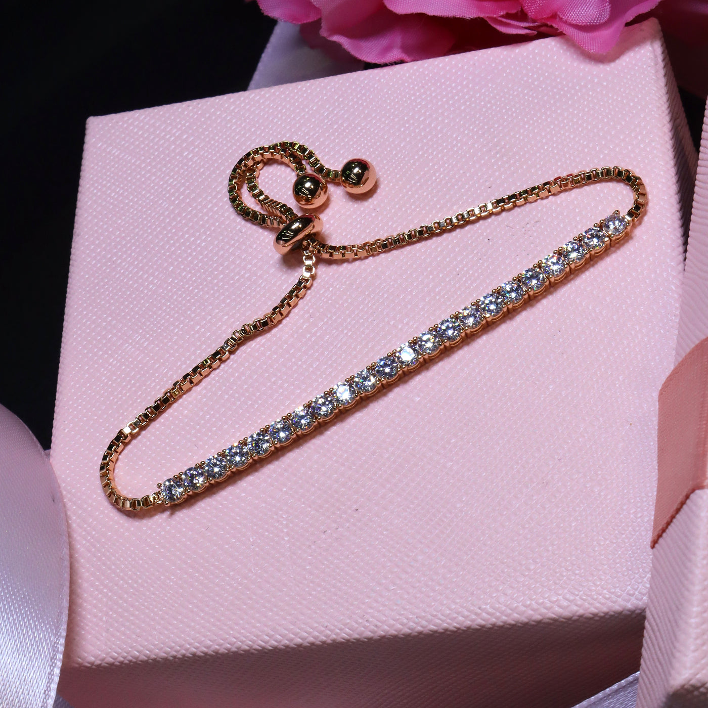 Gold-Plated Crystal Tennis Bracelet - SIA453374