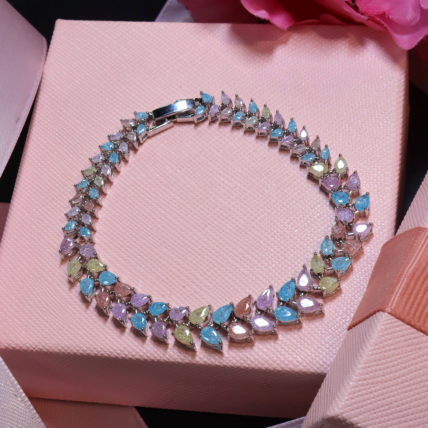 Multicolored Marquise-Cut Two-Row Tennis Bracelet - SIA453387