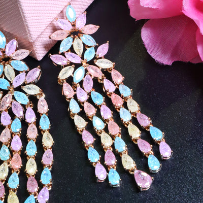 Pastel Crystal Chandelier Earrings - SIA453398