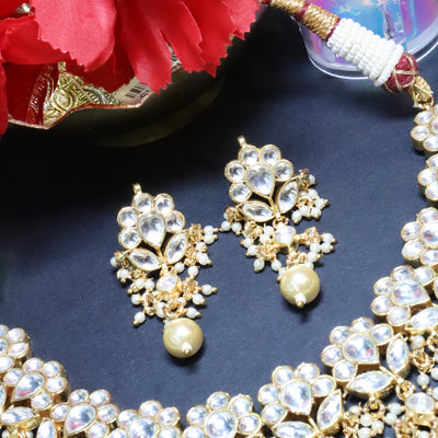 White Polki & Golden Pearl Choker Set - SIA453742