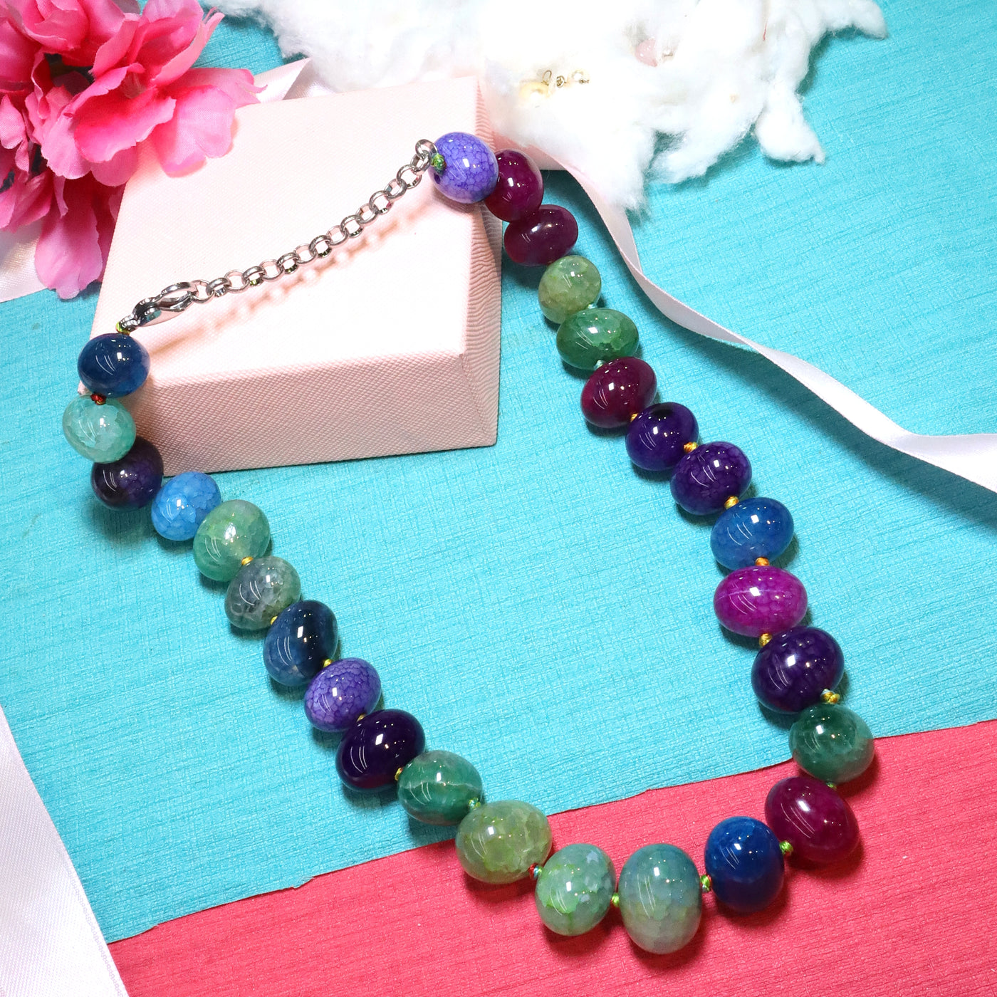 Vibrant Multi-Color Round Beaded Statement Necklace - SIA453772