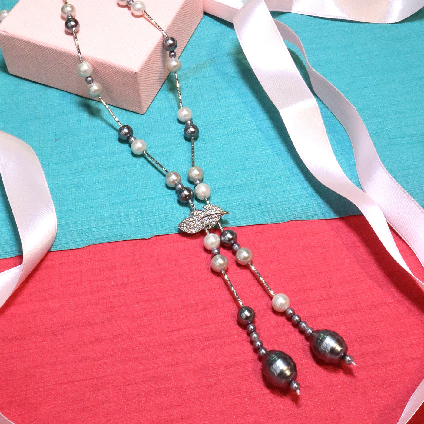 Multi-Tone Pearl Drop with CZ Slider - SIA453774 _A