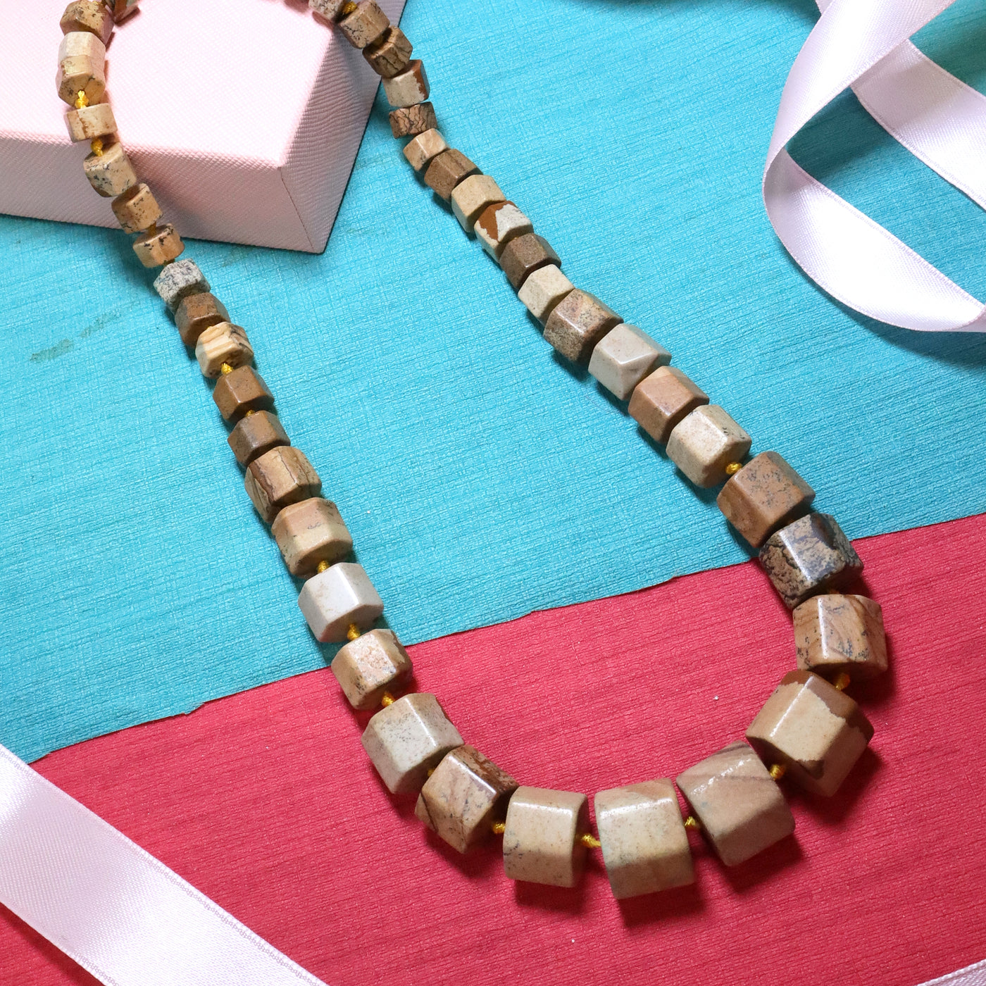 Natural Cube Shape Bead Mala - SIA453778